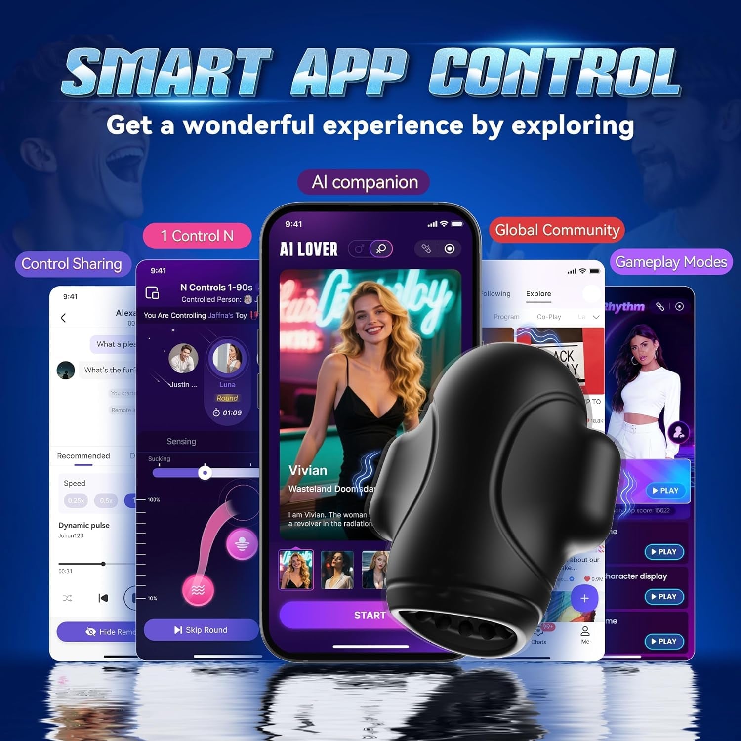 GlantriX AI Glans Vibrator Male Masturbator 3 Motor