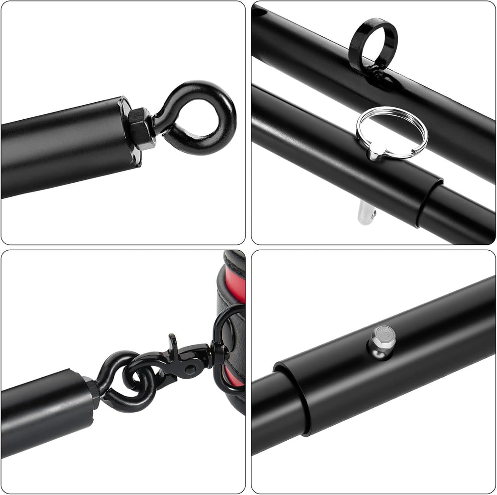 DualTone Red Black Spreader Bar with Furry Straps