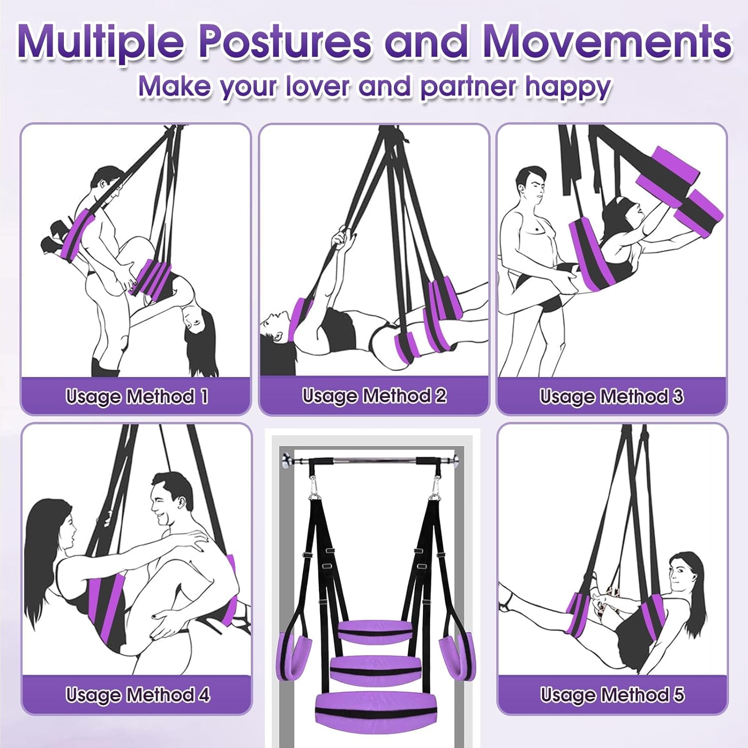 VioletBond Purple BDSM Sex Swing Adjustable