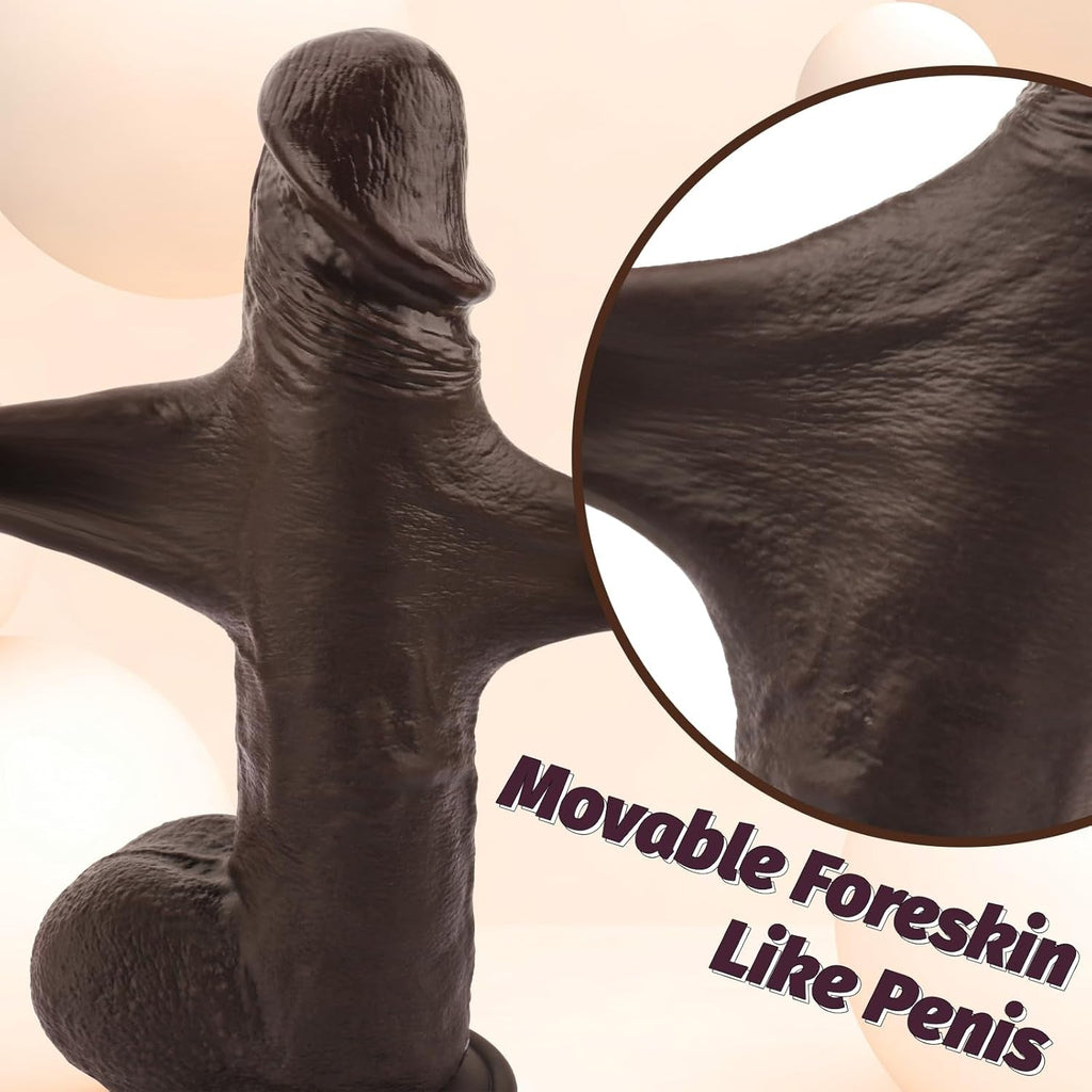 DualCore 9.8” Squirting Foreskin Dildo Dual Layer Suction