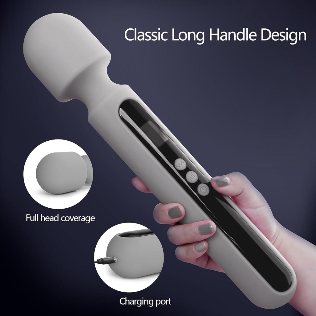 SteelAura 12" Wand Vibrator LCD Display 10 Modes Waterproof