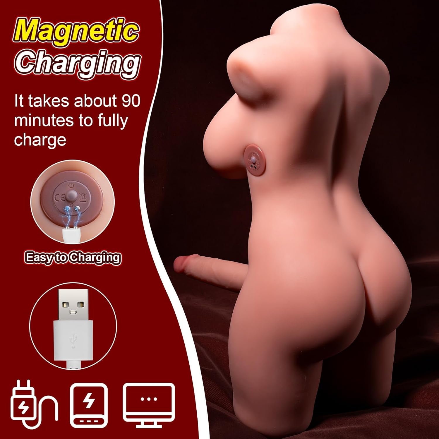 ThryveXI Thrusting Transgender Sex Doll Torso 7.1in Dildo 21.5lb