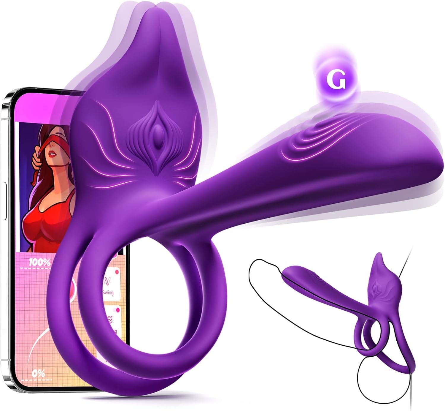 FoxSync Vibrating Cock Ring G-Spot Clit Stimulator App