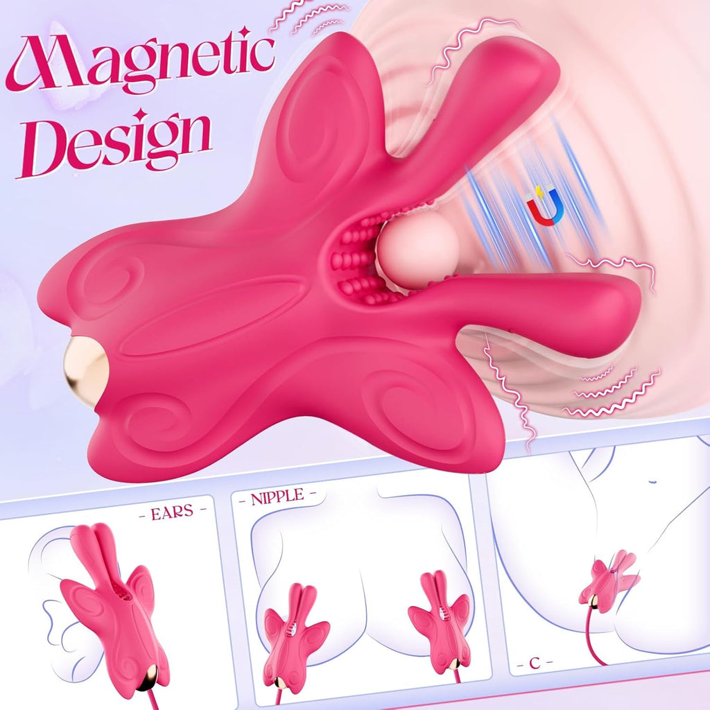 MagnaPulse Magnetic Nipple Clamps & Clit Stimulator 10 Modes