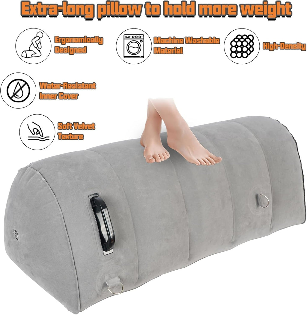 GripBond Inflatable BDSM Long Pillow with 4 Cuffs