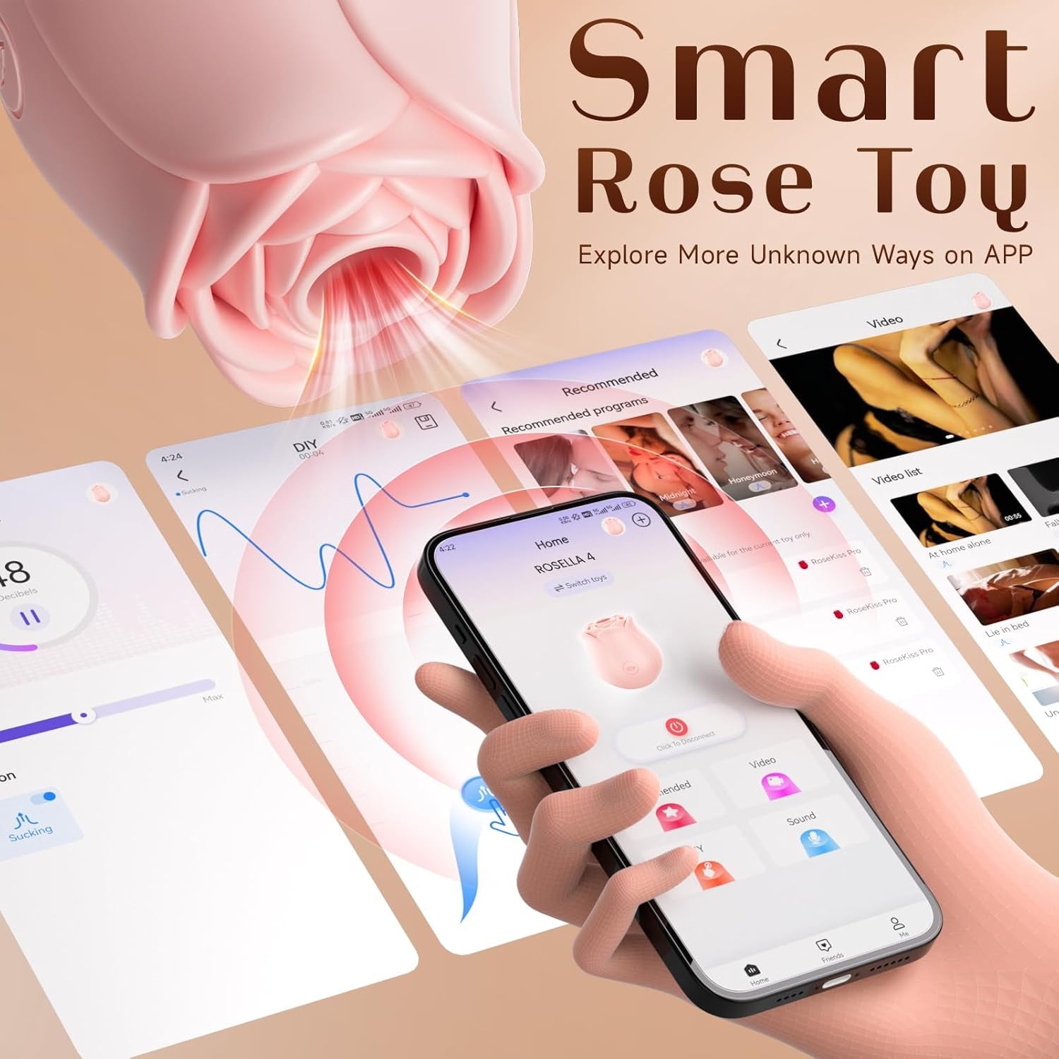 LunaraSync Rose Clit Sucker 10 Modes App Control Waterproof