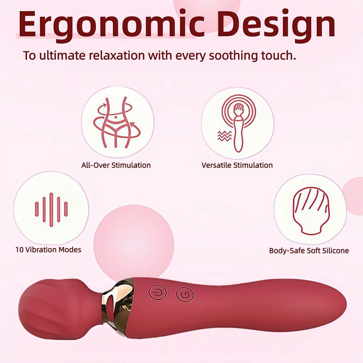 VortexDuo 2-in-1 Wand Vibrator Dual Motor 12 Speeds Waterproof