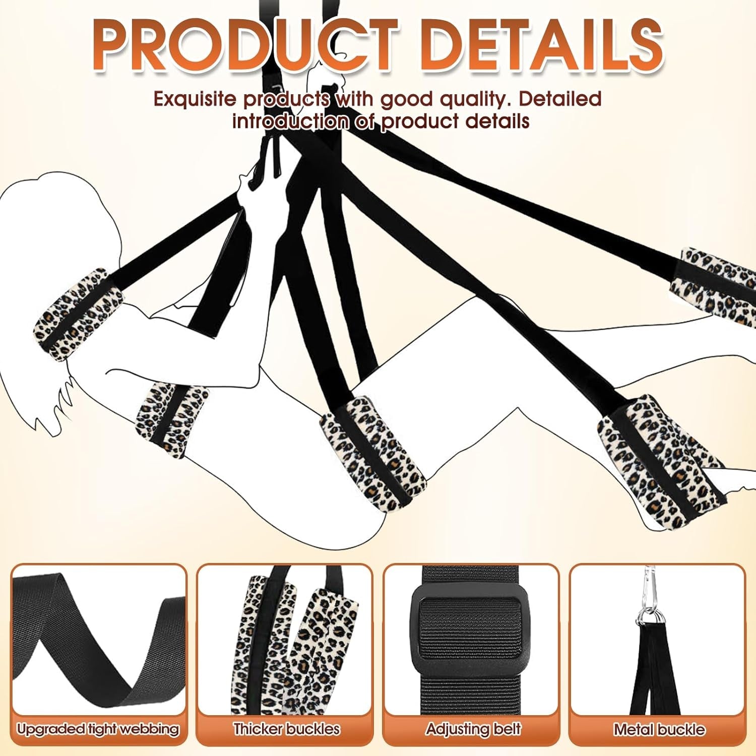 WildLuxe Leopard Print Door Sex Swing 400lb