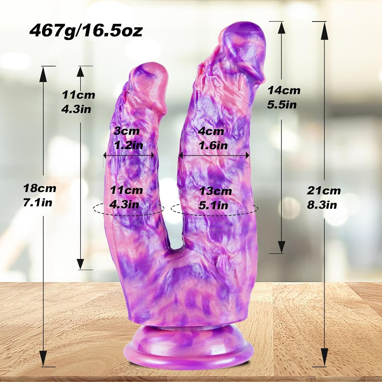 MythCurve 8” Double-Ended Dildo Suction Cup Silicone Toy