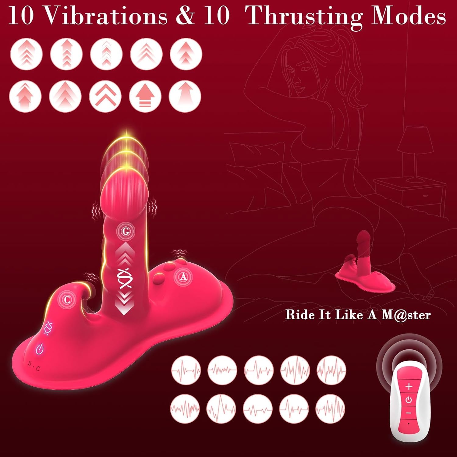 RideQueen Sit & Ride Thrusting Dildo with Remote