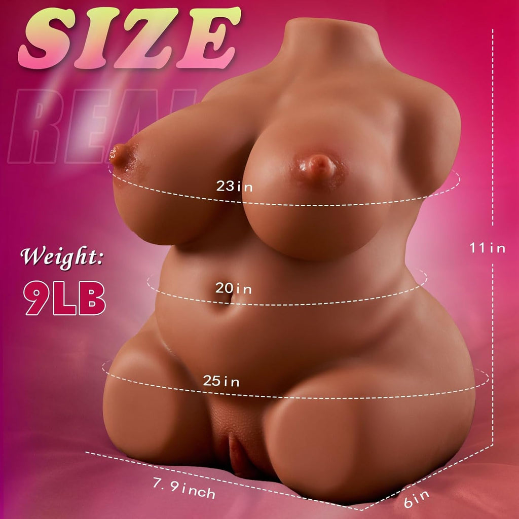 CurveLuxe BBW Sex Doll Torso Brown 3-in-1 9LB