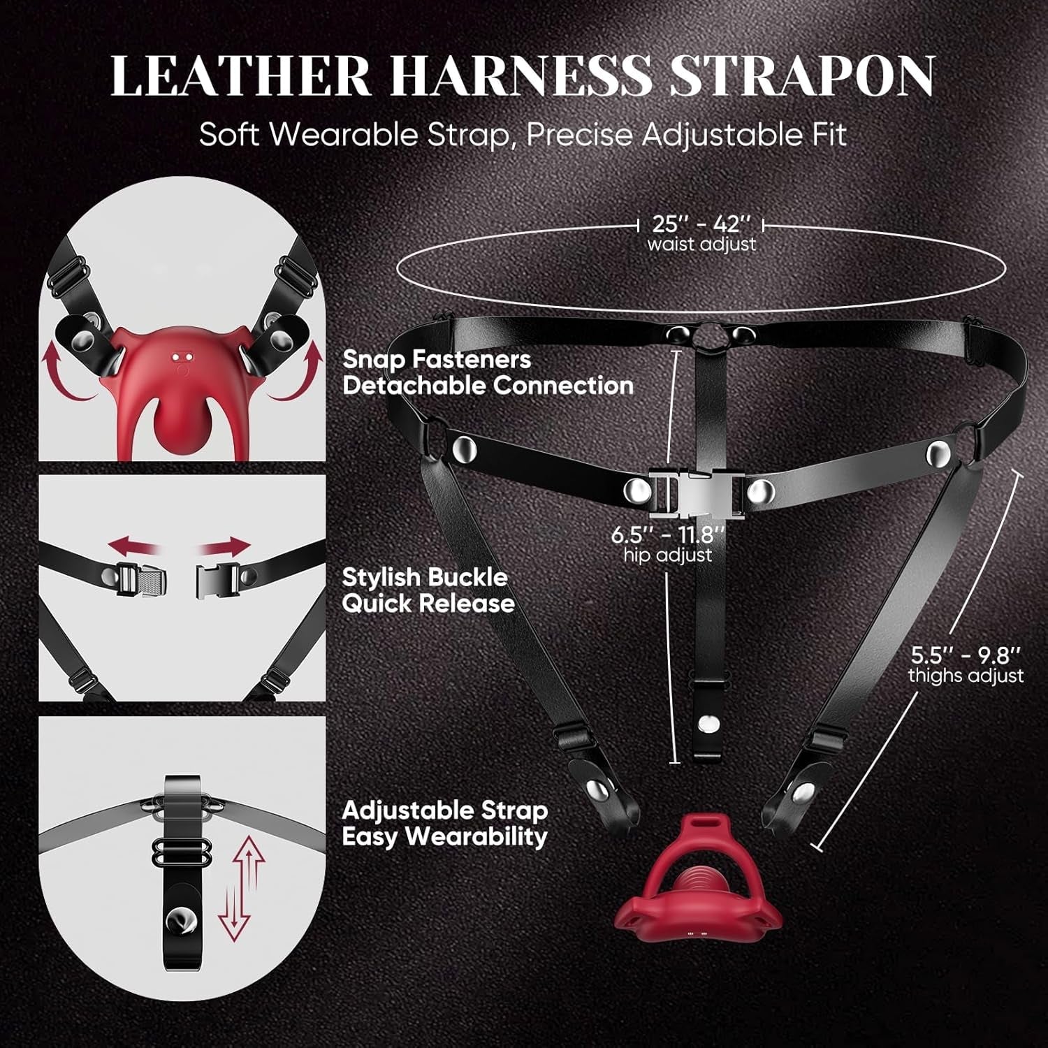 CrimsonControl Red Cock Ring Clit Vibrator Remote Harness