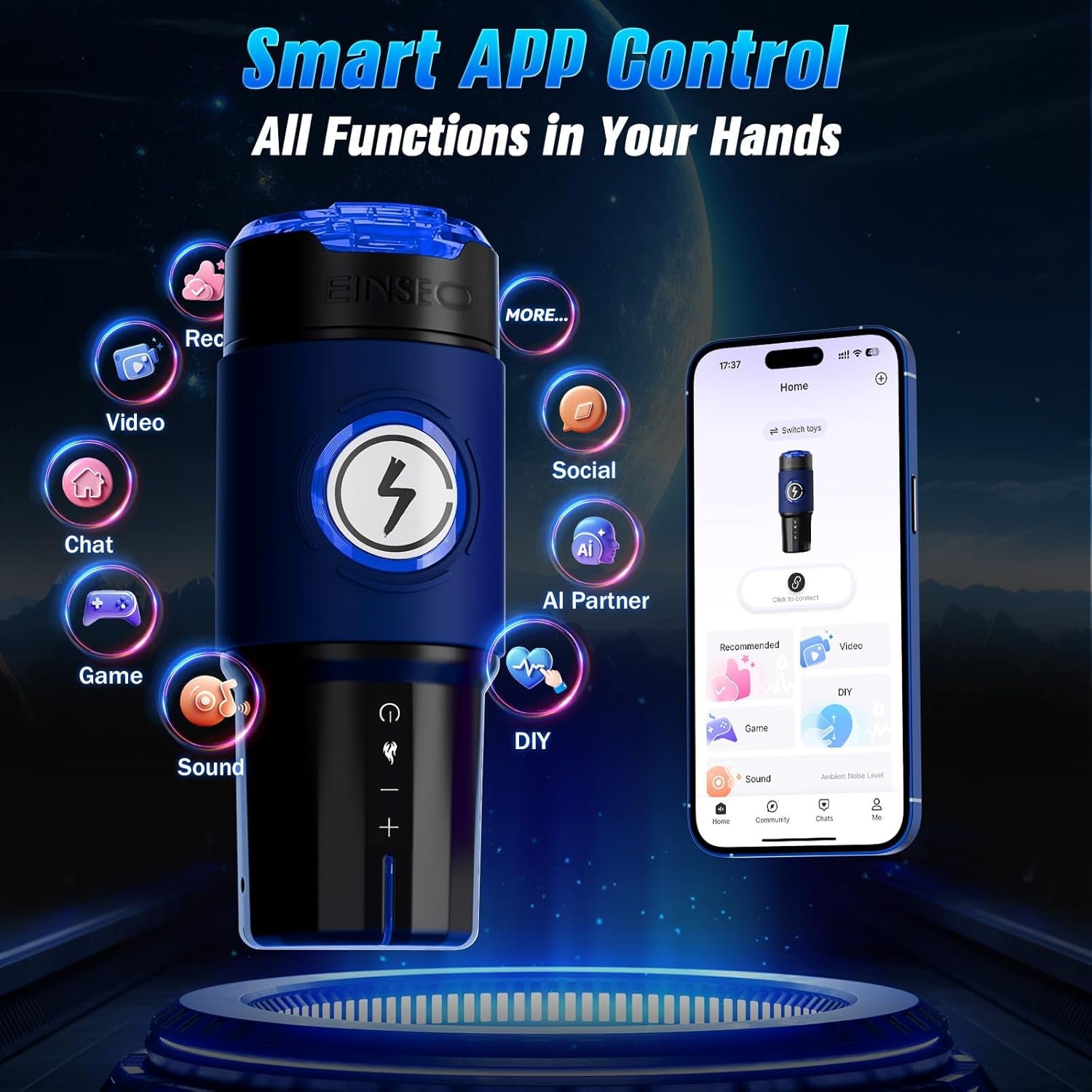 SynchroHeat AI App Thrusting Heated Pocket Pussy Stroker