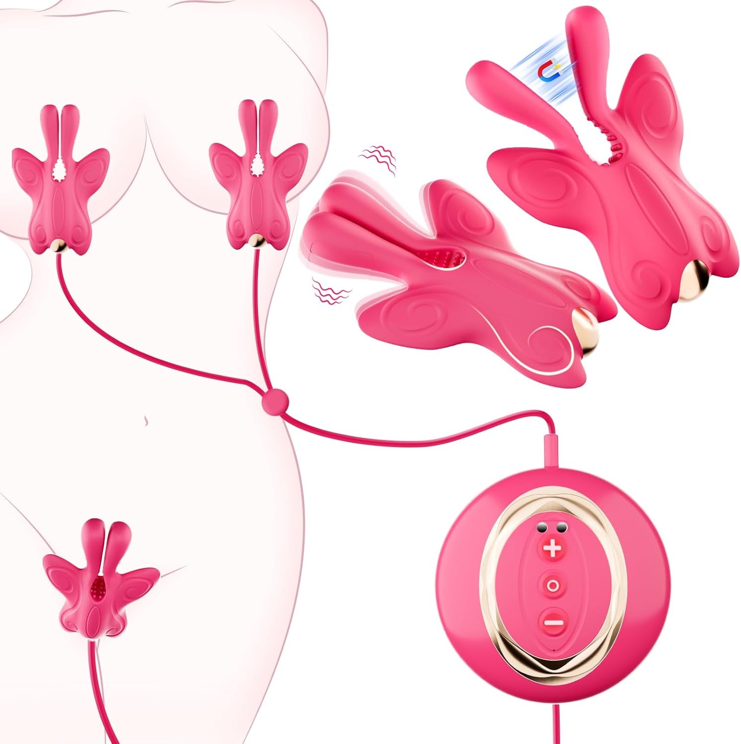MagnaPulse Magnetic Nipple Clamps & Clit Stimulator 10 Modes
