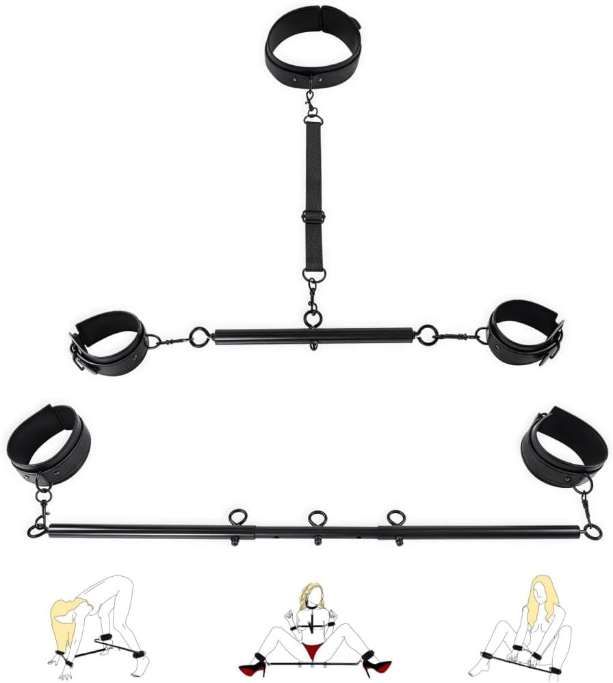 SteelLeather PU Leather Spreader Bar BDSM Kit