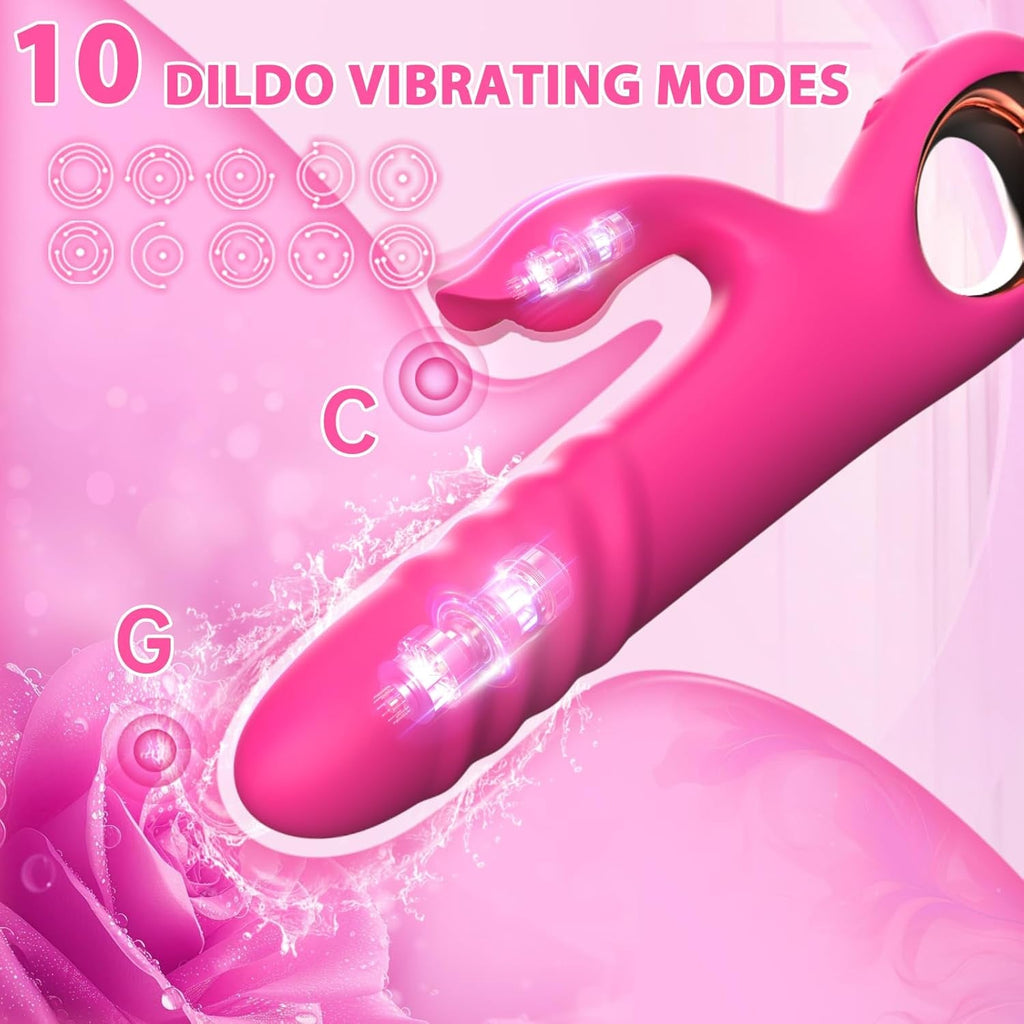 VortexPulse Thrusting Rabbit Vibrator 10 Thrust 10 Modes Silicone