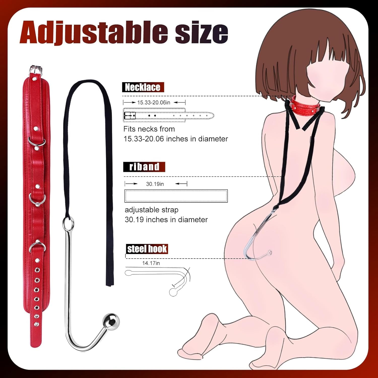 SteelLeash Anal Hook Collar Leash BDSM Kit