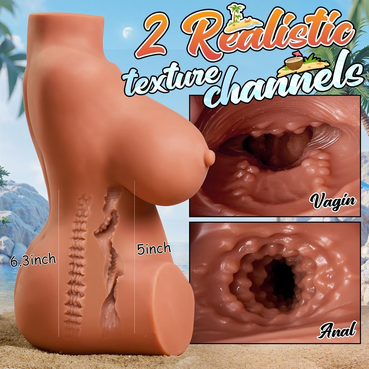 BronzeMuse Brown Sex Doll Torso Dual Channel 7.2LB
