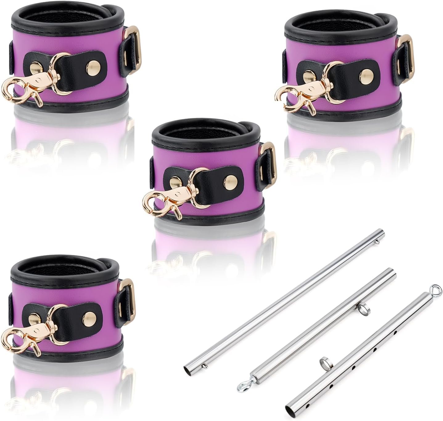 VelvetGrip Purple Adjustable Spreader Bar with Furry Straps