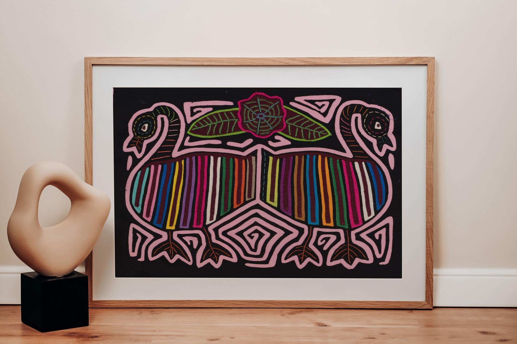 Rainbow Pink Goose Bird Two Mola