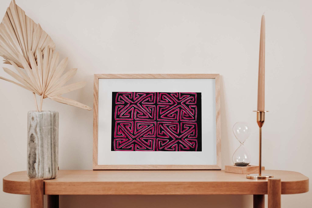 Purple Black White Symmetry Vintage Mola