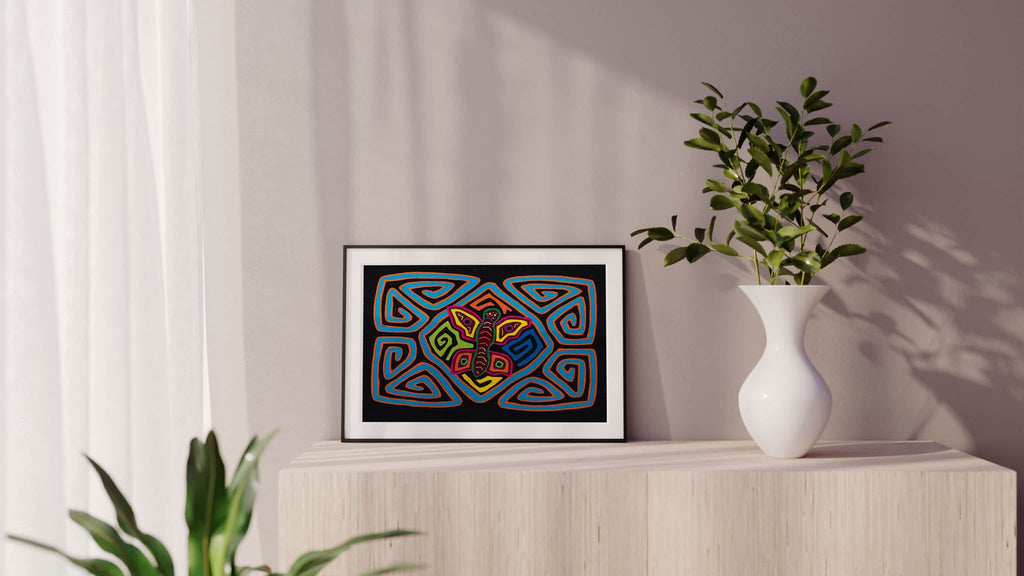 Orange Blue Butterfly Maze Mola