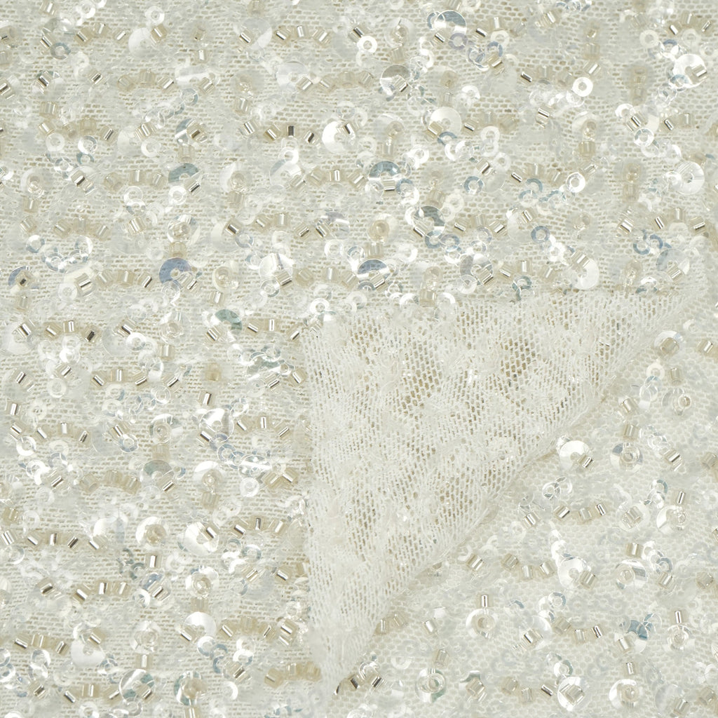 Prestige Beaded with Sequins Stretch Mesh Fabric | Blue Moon Fabrics