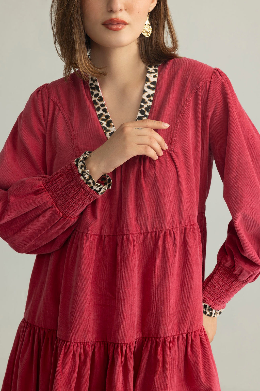 Pink Prowler Corduroy Dress in Panther Pink