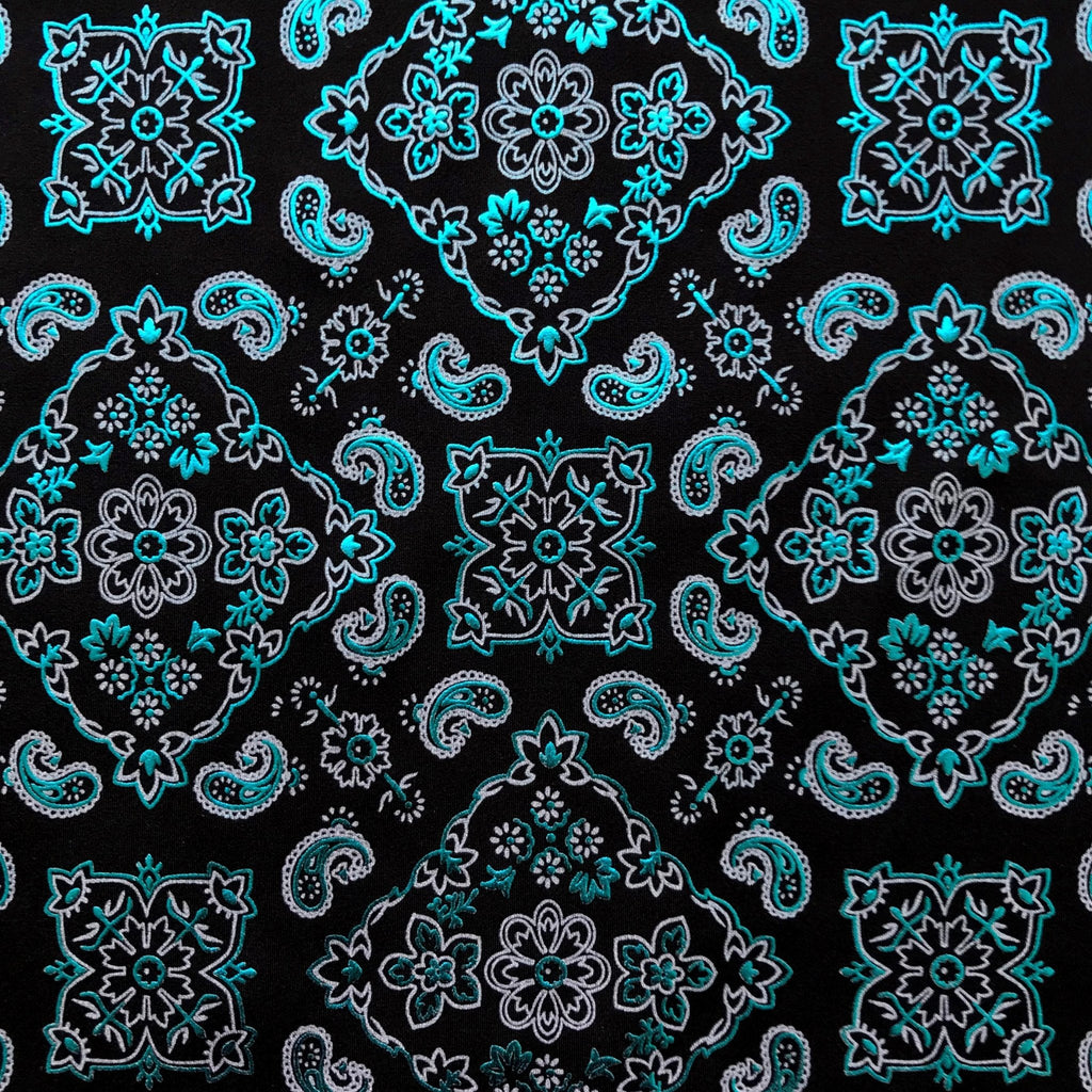 Bandana Foil Printed Spandex Fabric | Blue Moon Fabrics