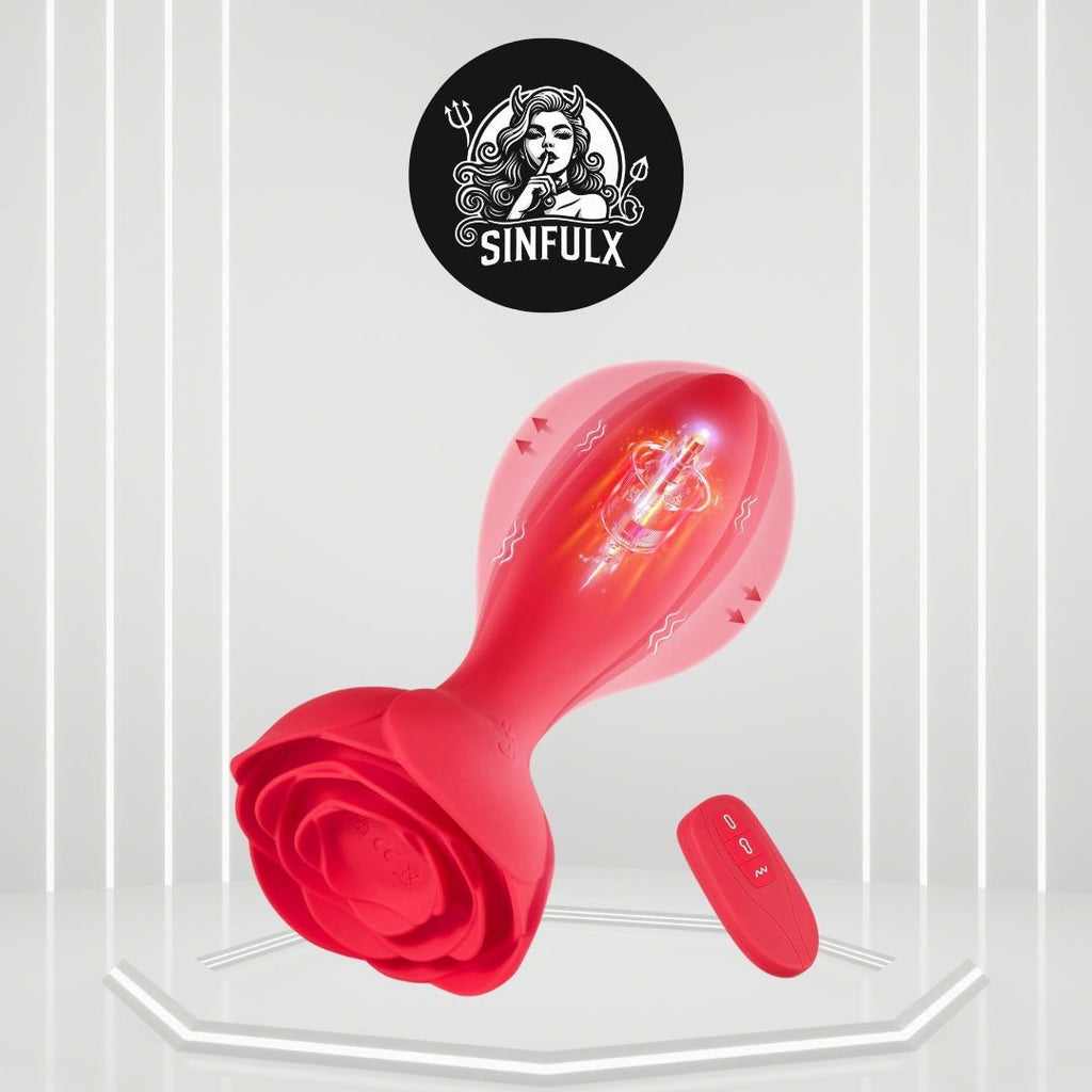 Remote Control Inflatable Rose Anal Vibrator