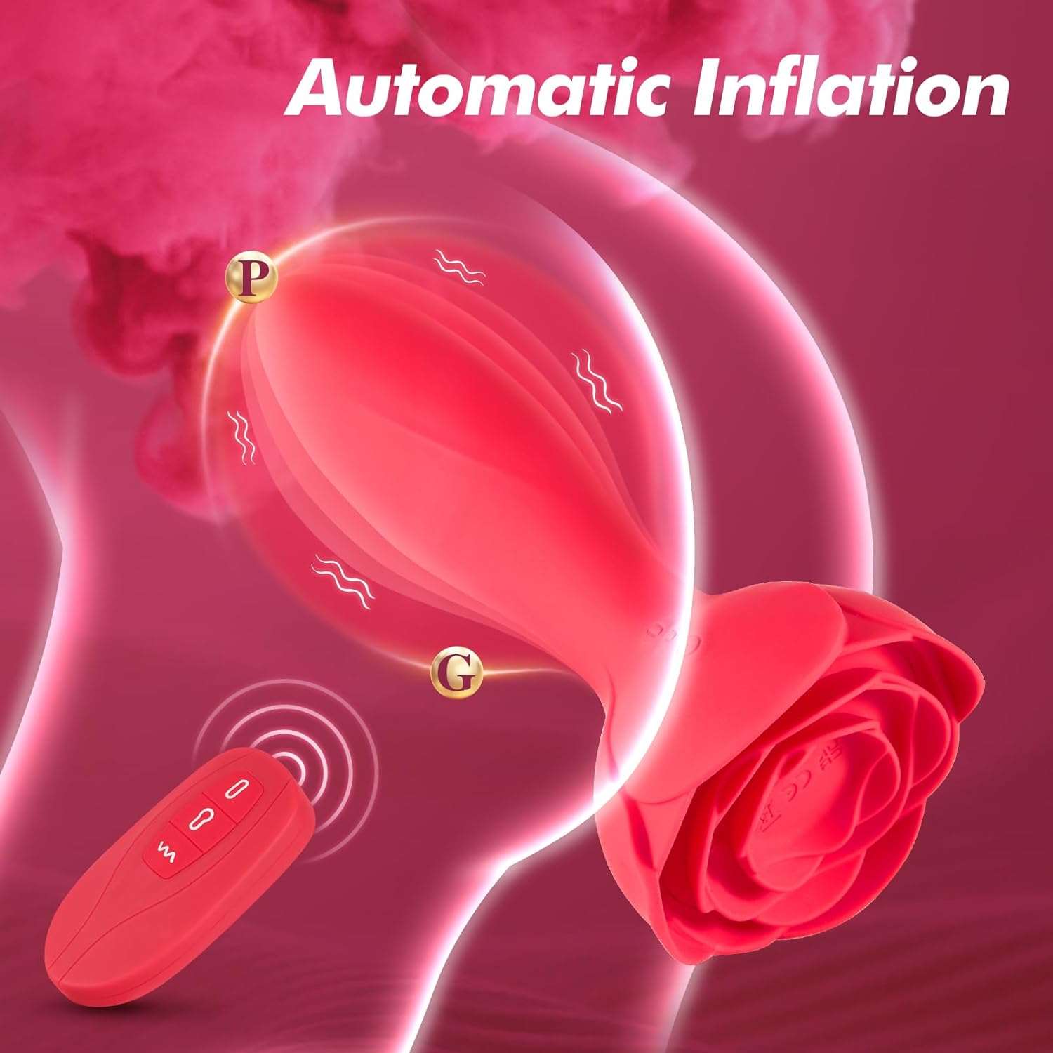 Remote Control Inflatable Rose Anal Vibrator