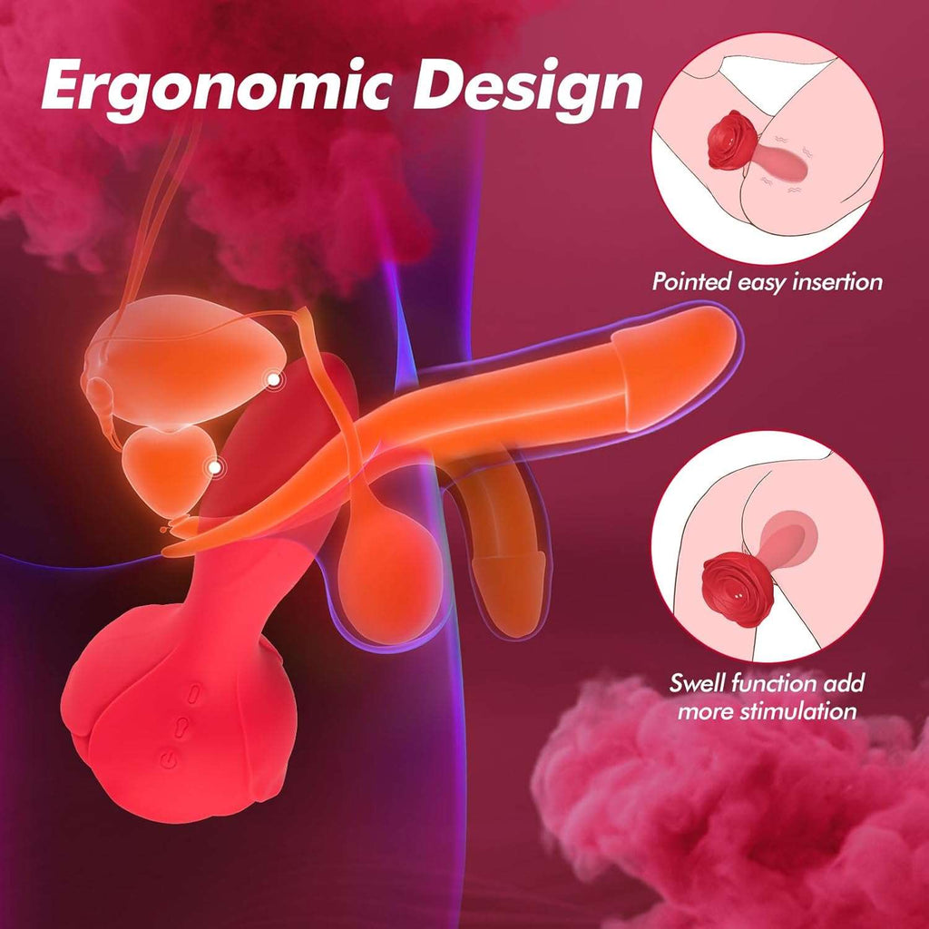 Remote Control Inflatable Rose Anal Vibrator