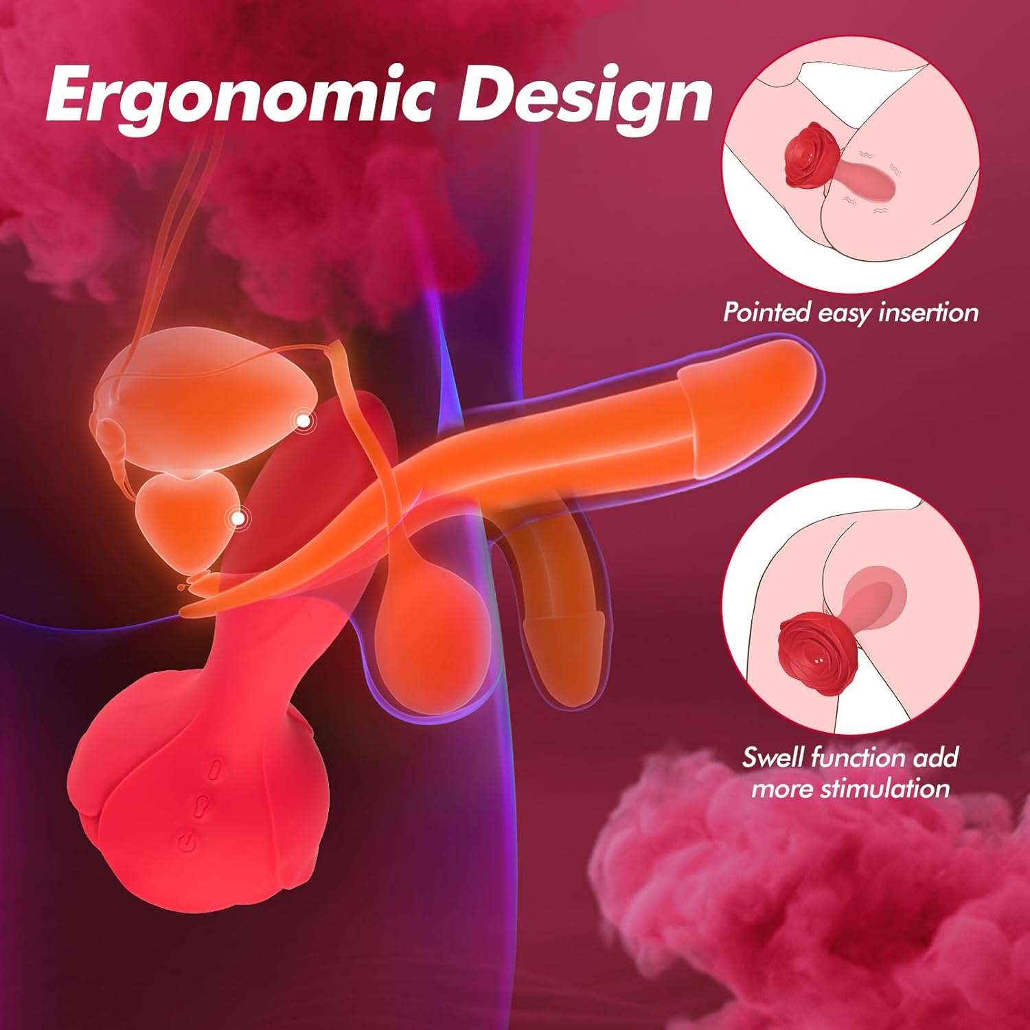 Remote Control Inflatable Rose Anal Vibrator