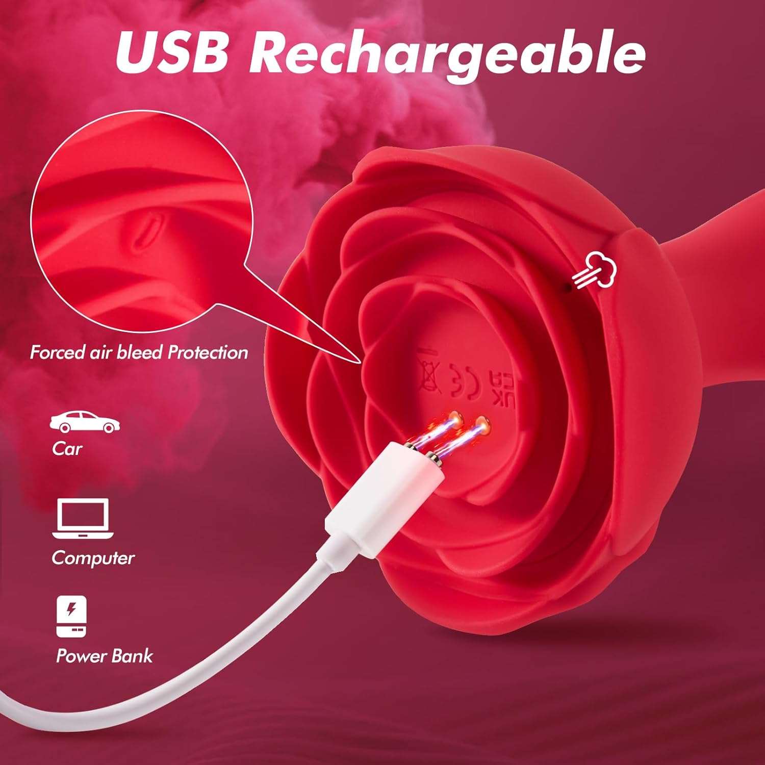 Remote Control Inflatable Rose Anal Vibrator