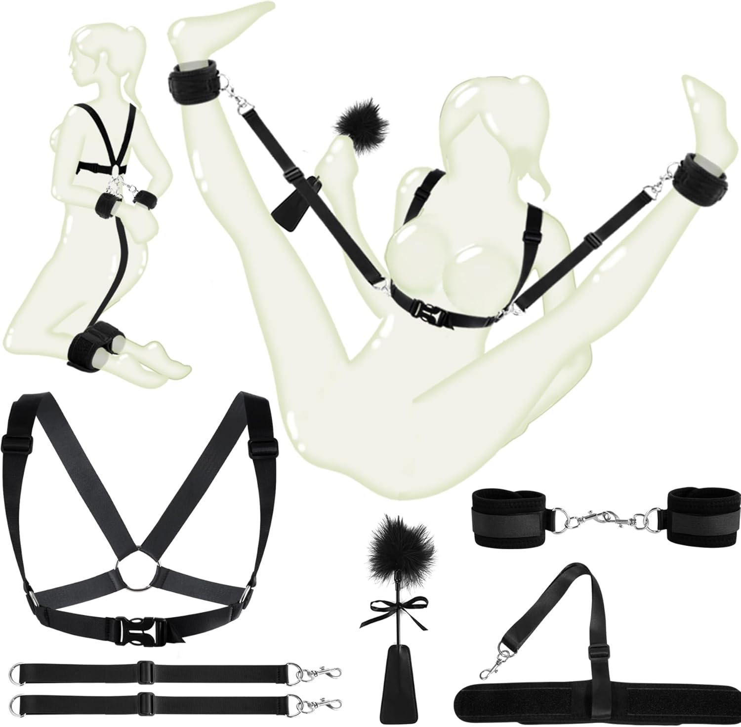 Triple-Point BDSM Restraint Set for Chest, Hands & Ankles