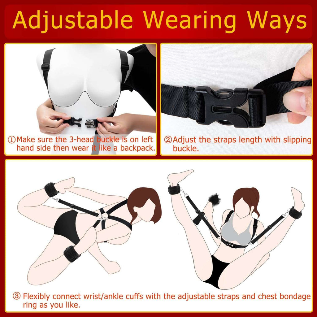 Triple-Point BDSM Restraint Set for Chest, Hands & Ankles