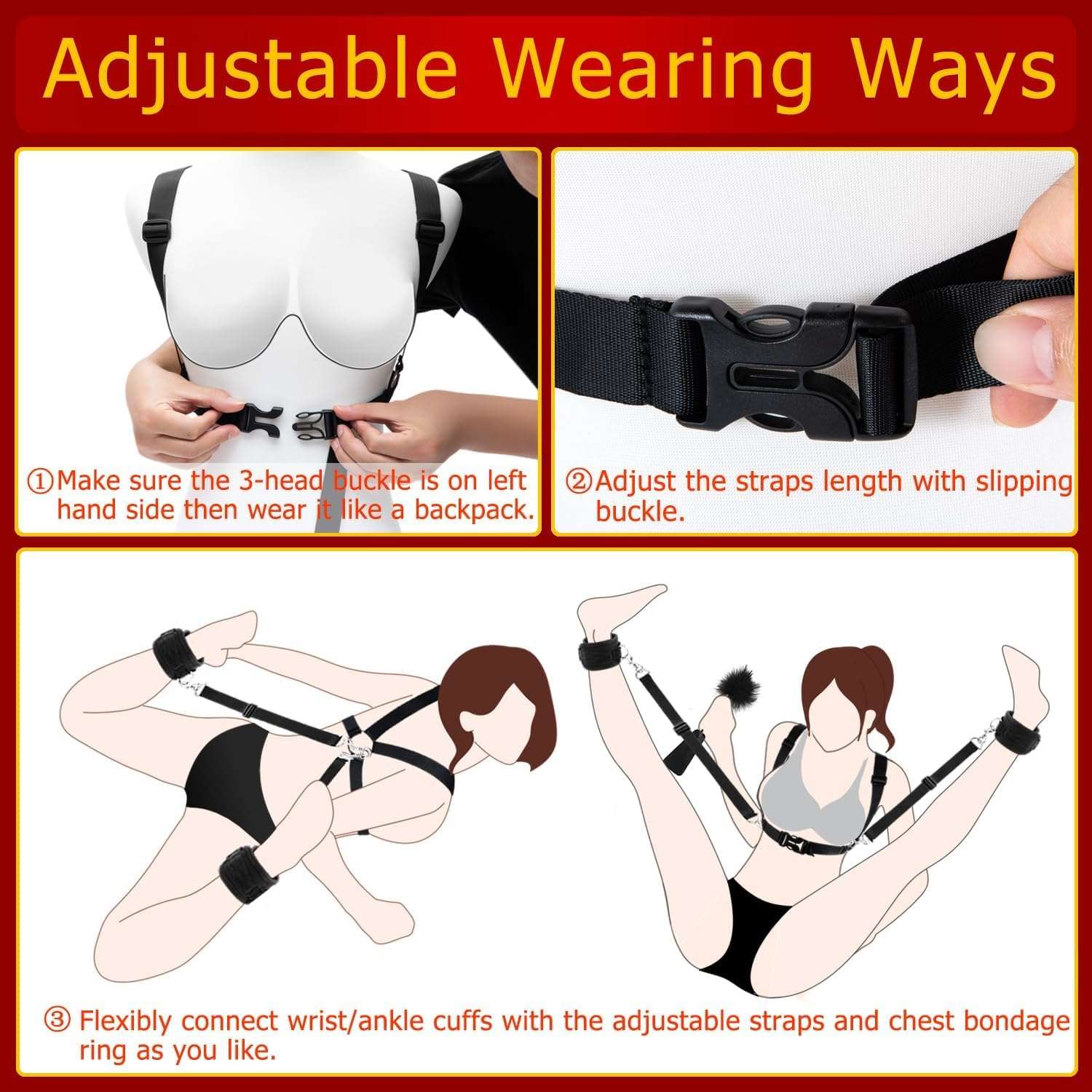 Triple-Point BDSM Restraint Set for Chest, Hands & Ankles