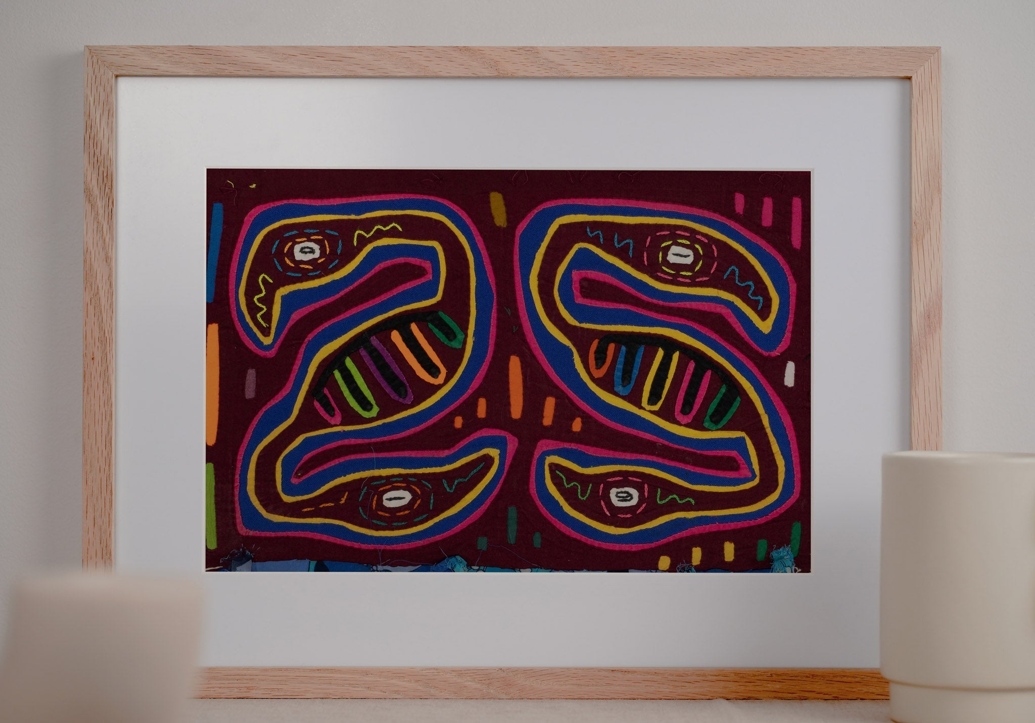 Vintage Burgundy Pink Blue Two-Headed Worms Mola