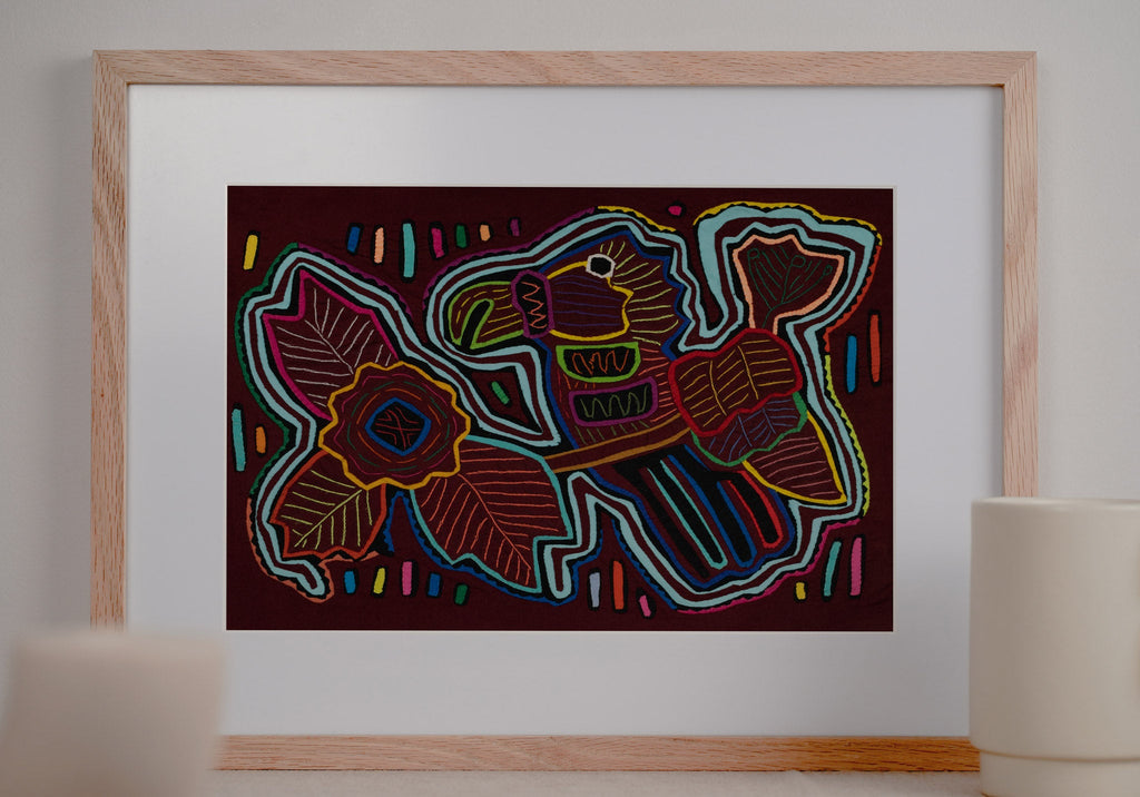 Burgundy and Turqouise Big Parrot on Branch Mola