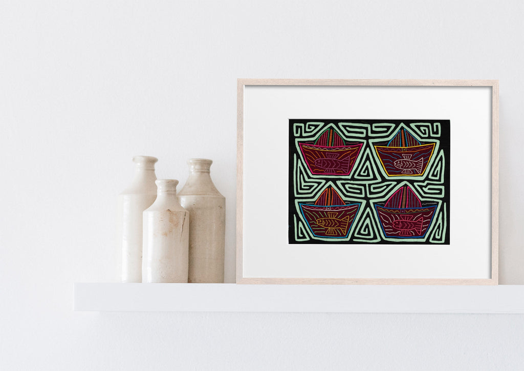 Black And Turqouise Sailboat And Fish Mola