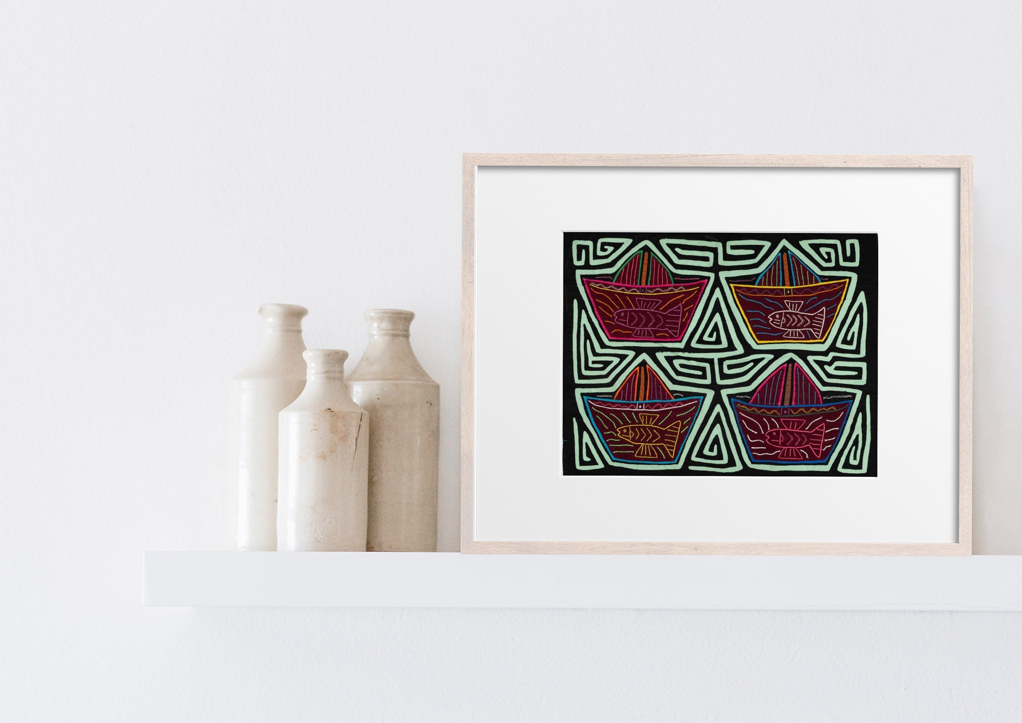 Black And Turqouise Sailboat And Fish Mola