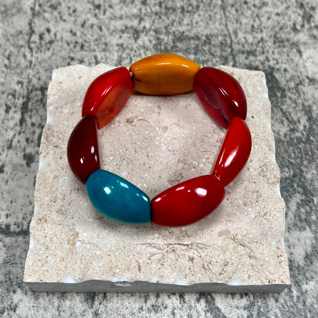 Classic Hand Made and Dyed Tagua Nut Bracelet Ecuador