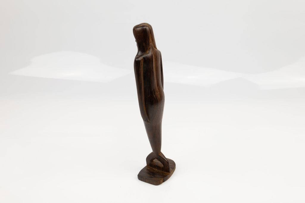 Hand Carved Cocobolo Wood Mermaid Sculpture