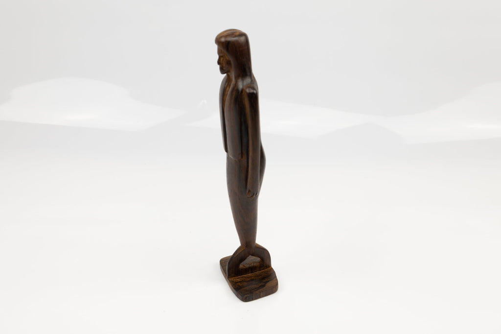 Hand Carved Cocobolo Wood Mermaid Sculpture