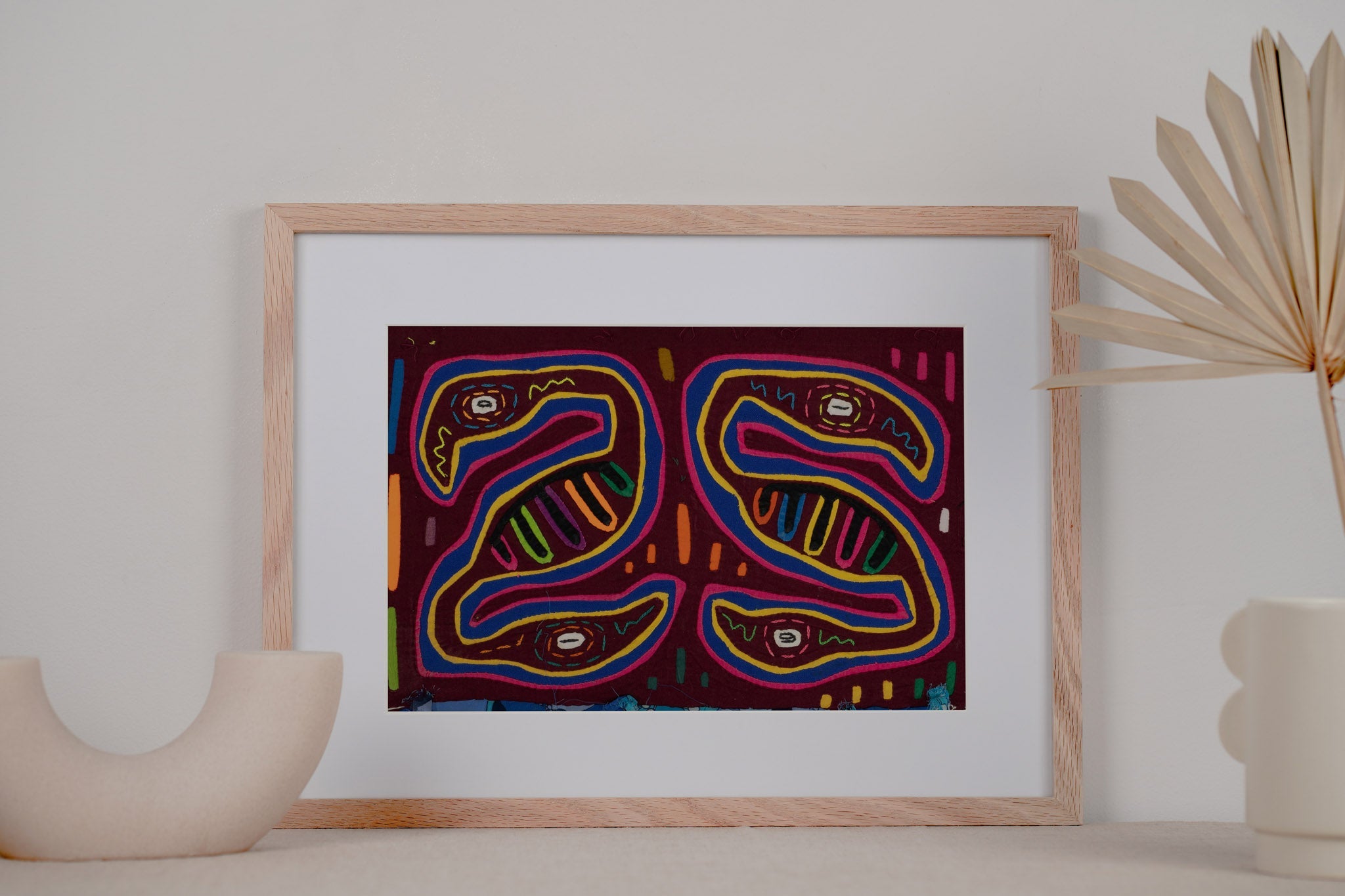 Vintage Burgundy Pink Blue Two-Headed Worms Mola