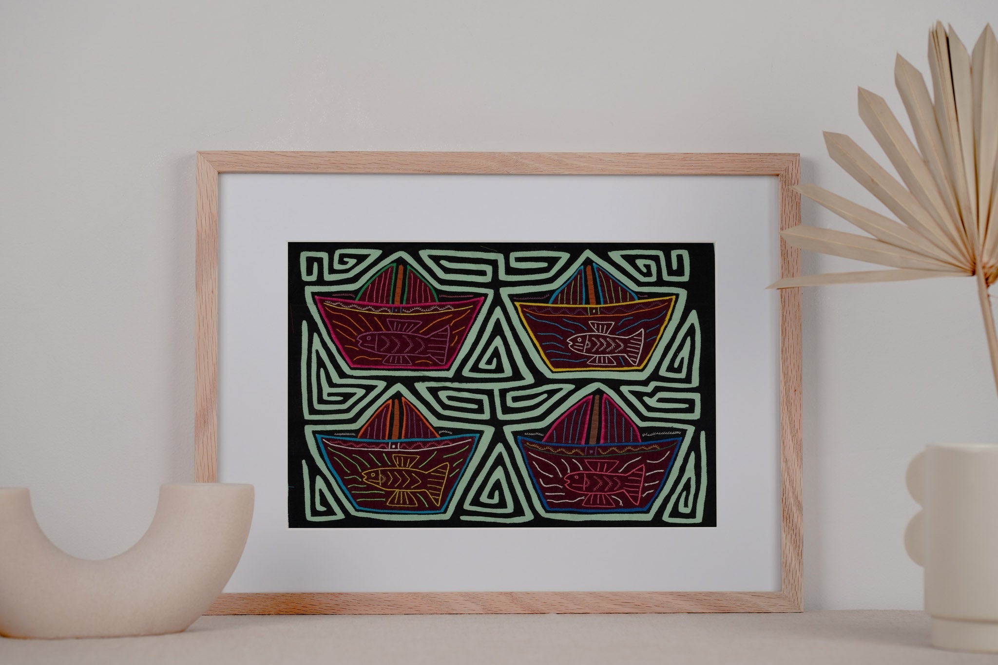 Black And Turqouise Sailboat And Fish Mola