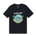 Camiseta hawaiana para hombre Be the Wave By Loindaflow, cuello redondo, 100% algodón - NEGRO