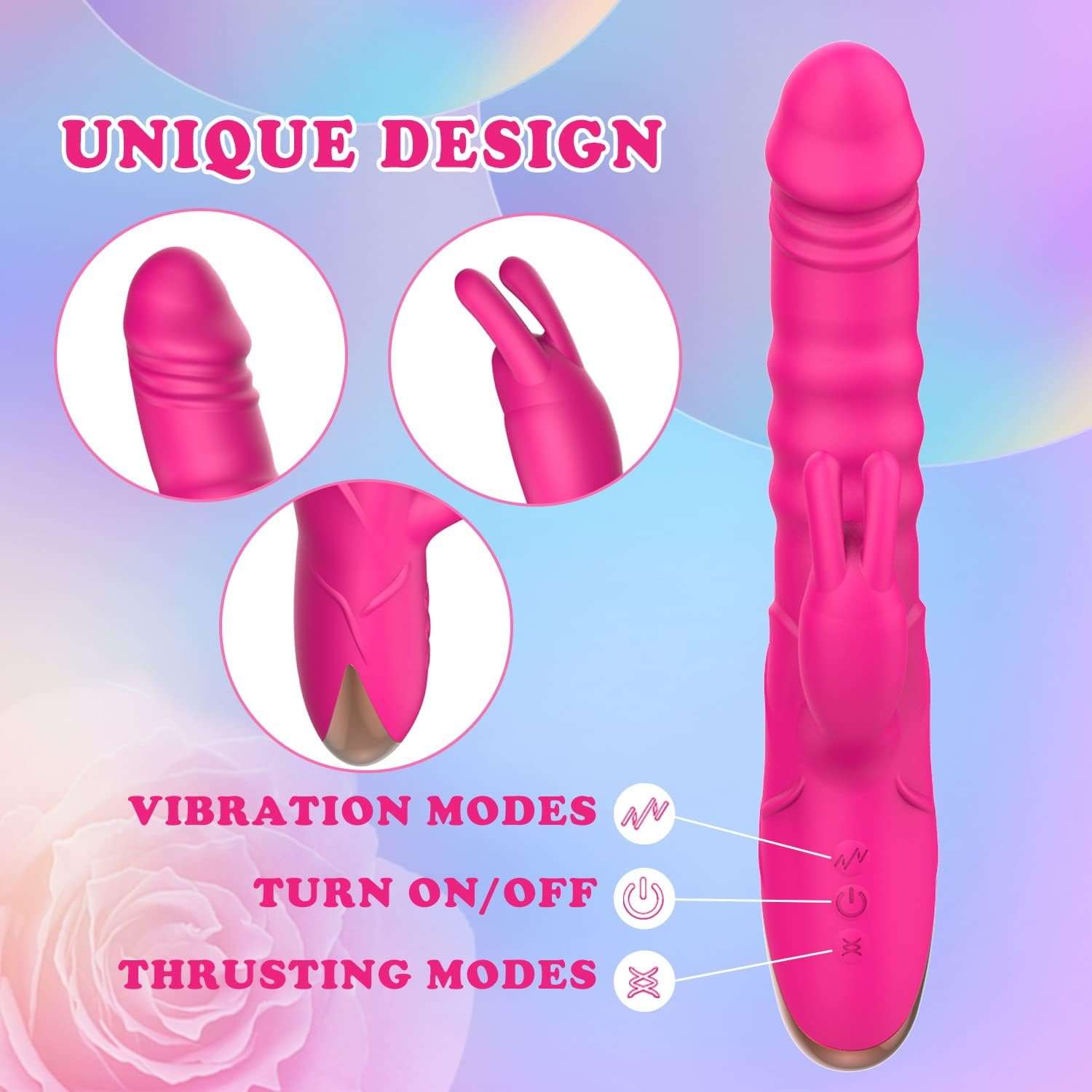 PrimeRose 3-in-1 Rabbit Thrusting Vibrator