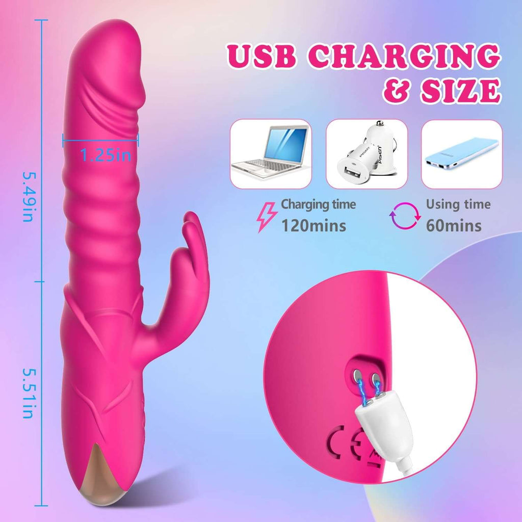 PrimeRose 3-in-1 Rabbit Thrusting Vibrator