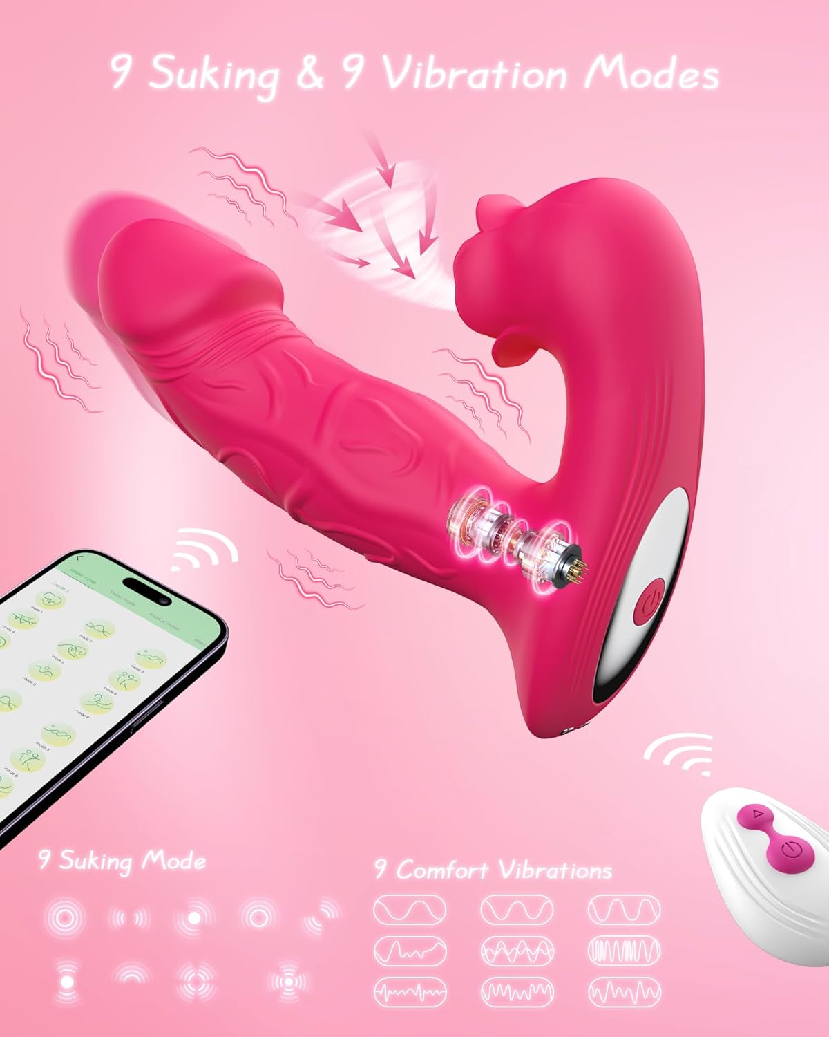 Remote Control Rose Clit Stimulation Dildo